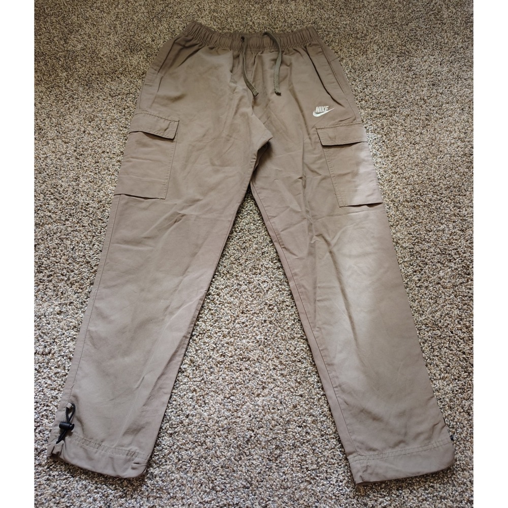 Nike Mens Sportswear Cargo Pants Khaki Tan XS Cotton Nylon Toggle Hem Futura